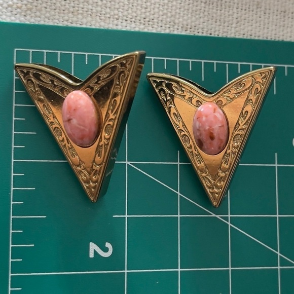 Gold and Pink Geometric Earrings